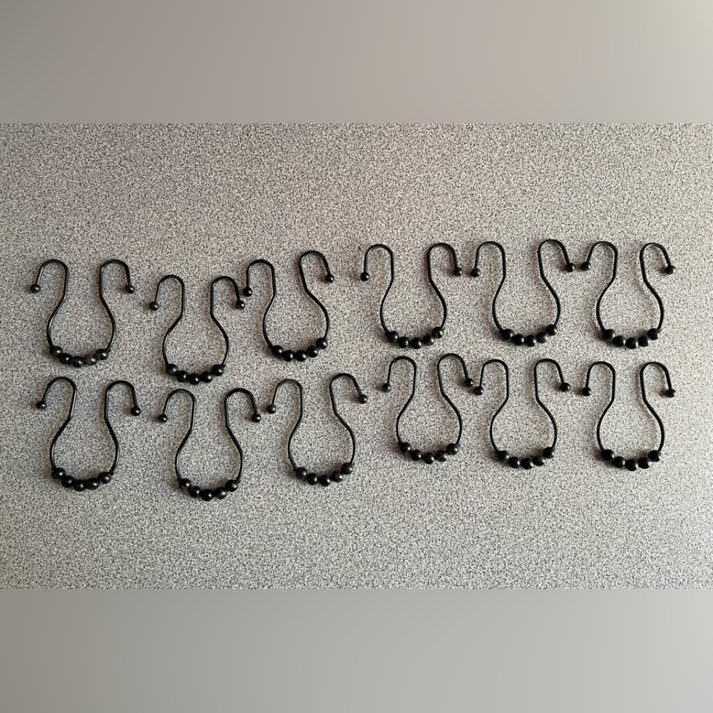 Black Double Sided Shower Curtain Hooks Set Of 12